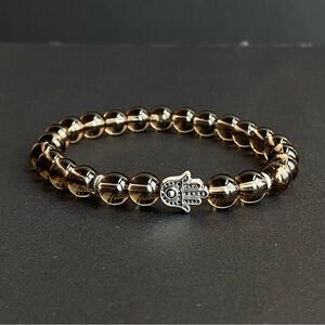 Smokey Quartz Gemstone Bracelet With Silver Detailed